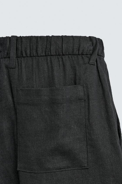 ZARA ШОРТЫ RELAXED FIT ИЗ ЛЬНА И ВИСКОЗЫ, ЧЕРНЫЙ