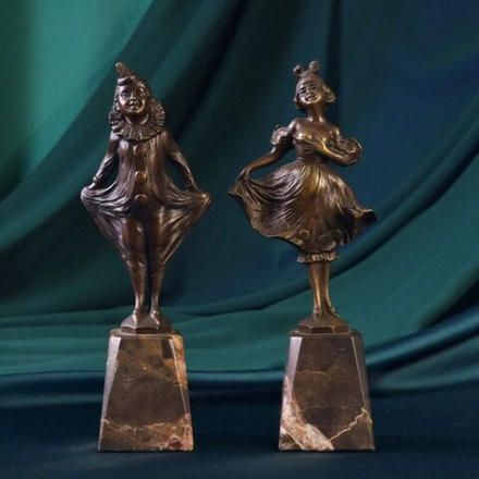 Винтаж: Скульптурная композиция «Арлекин и Клоунесса»