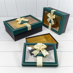 Коробка 33.5х25х11.5 см Набор 3 шт с окошком (Зеленый, Черный)