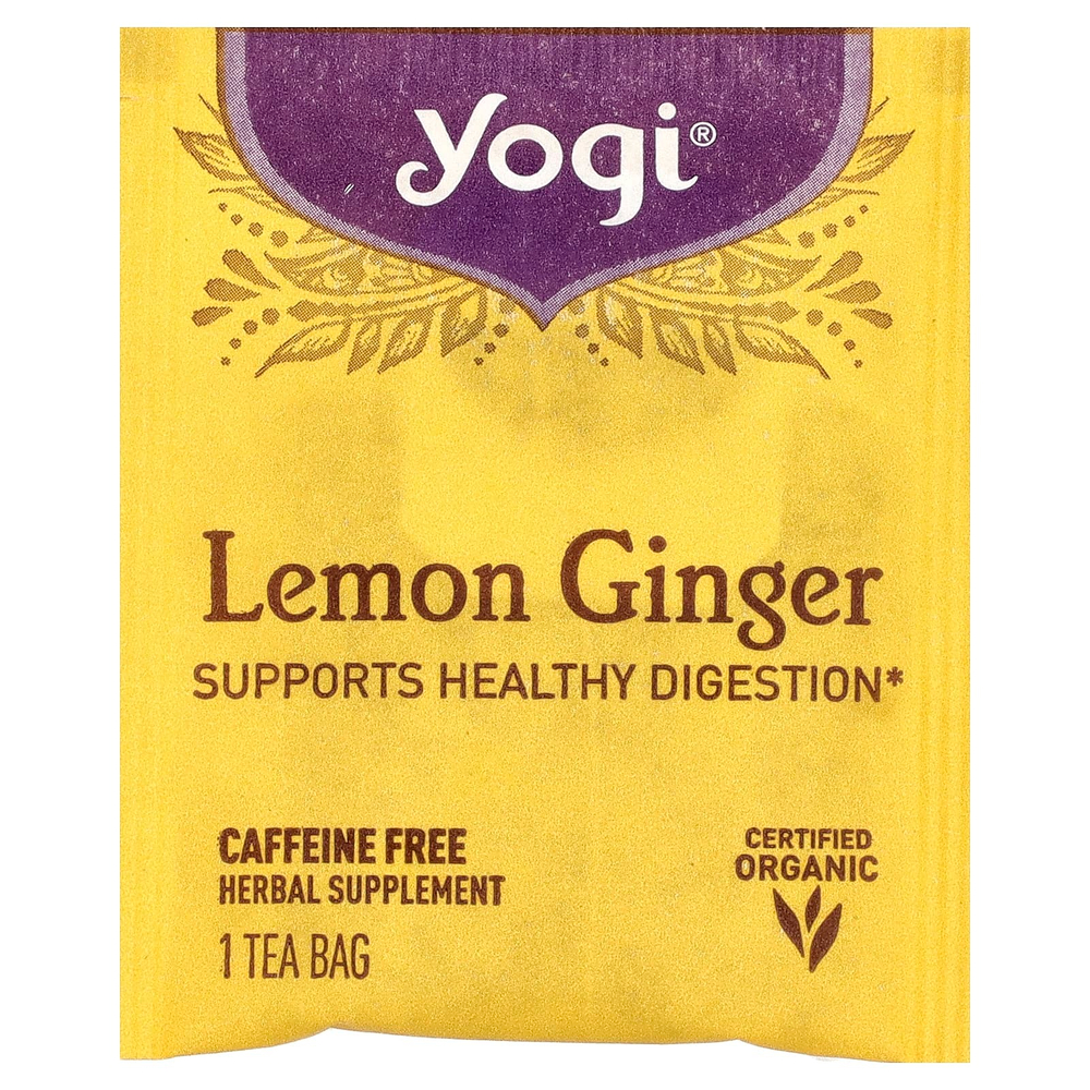 Yogi Tea, лимон и имбирь, без кофеина, 16 чайных пакетиков, 36 г (1,27 унции)