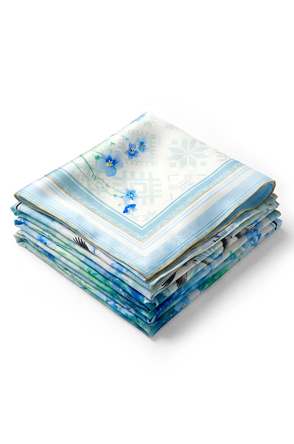 8446 Платок женский (голубой принт)