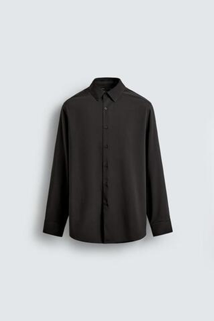 ZARA РУБАШКА ИЗ ЭЛАСТИЧНОЙ ТКАНИ, КОРИЧНЕВЫЙ