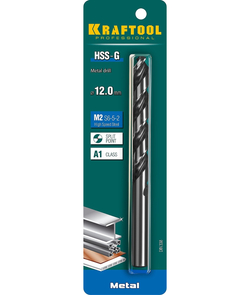 KRAFTOOL HSS-G, 12.0 х 151 мм, сталь P6M5, сверло по металлу (29651-12)