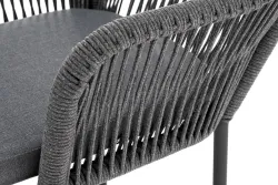 "Лион" стул плетеный из роупа, каркас алюминий серый (RAL7022) муар, роуп серый круглый, ткань серая 017
