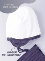 Шапка зимняя для мальчика на завязках и снуд