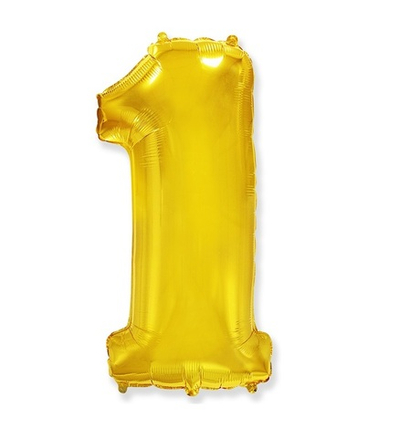 Шар фольга Цифра 1 Gold Золото 102 см с гелием