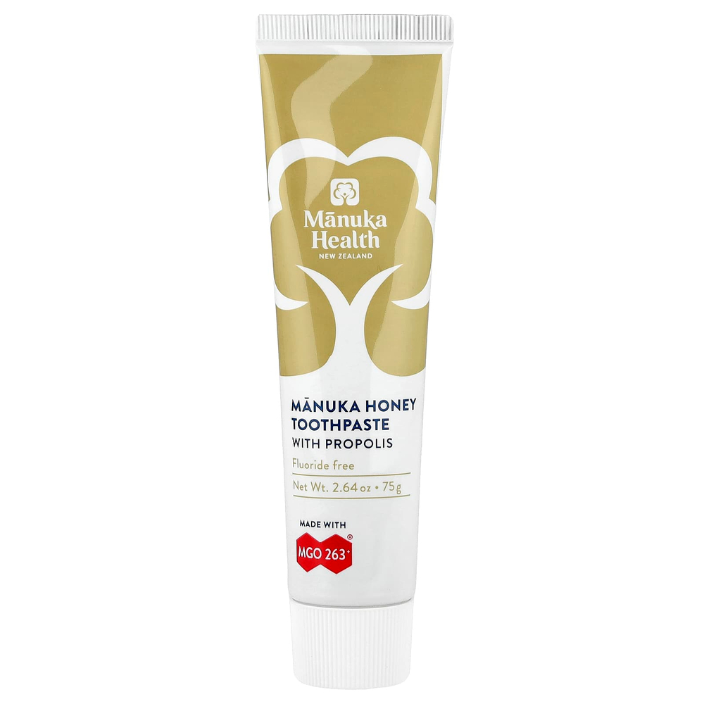 Manuka Health, Зубная паста Manuka Honey без фторидов и прополиса, 75 г (2,64 унции)