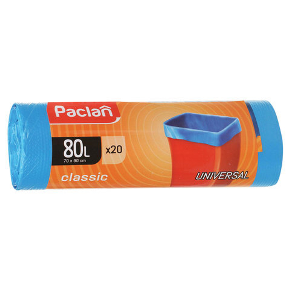 Мешки для мусора 80 л, синие, в рулоне 20 шт., ПНД, 12 мкм, 70×90 см, 2 упаковки.