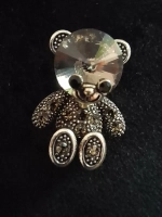 Брошь мишка античное серебро