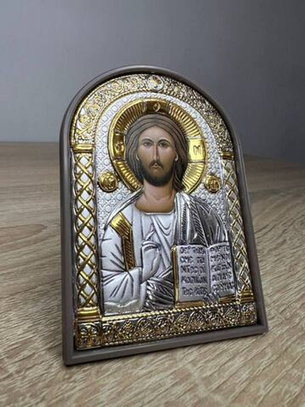 Спаситель, икона арочная, пластик коричневый 62x88