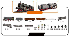 Железная дорога aole 22923 , модель паровоза , размер путей 1.86 м на 1.03 м , цвет черный , имитация пара