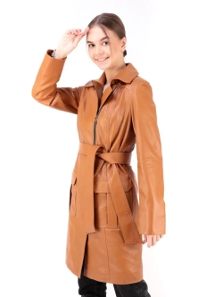 Плащ женский из натуральной  кожи