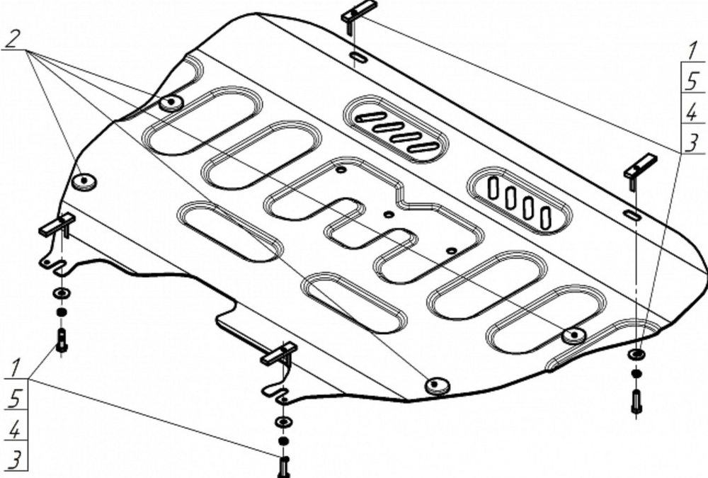 Защита стальная 2 мм двигателя и кпп Ford Mondeo Motodor.70703