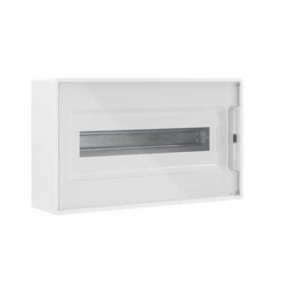 Щиток 18 мод настенный  FRAME, белый с прозрачной дверцей, с 2 шинами PEN на 8 и 10 отв.