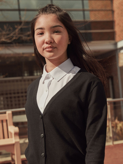 Кардиган школьный удлиненный с карманами для девочки Next 534-128, Черный