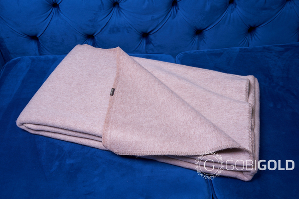 Одеяло тканое шерстяное из яка (Монголия) 180х200 см. - серо-бежевое