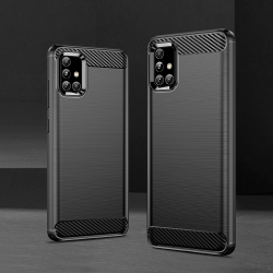 Чехол для Samsung Galaxy A51 (M40S) цвет Black (черный), серия Carbon от Caseport