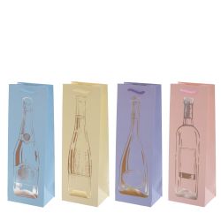 GAEM Пакет подарочный для бутылок (бумага 210г/м2, блок микс 12шт), L12 W9 H35 см, 4в.