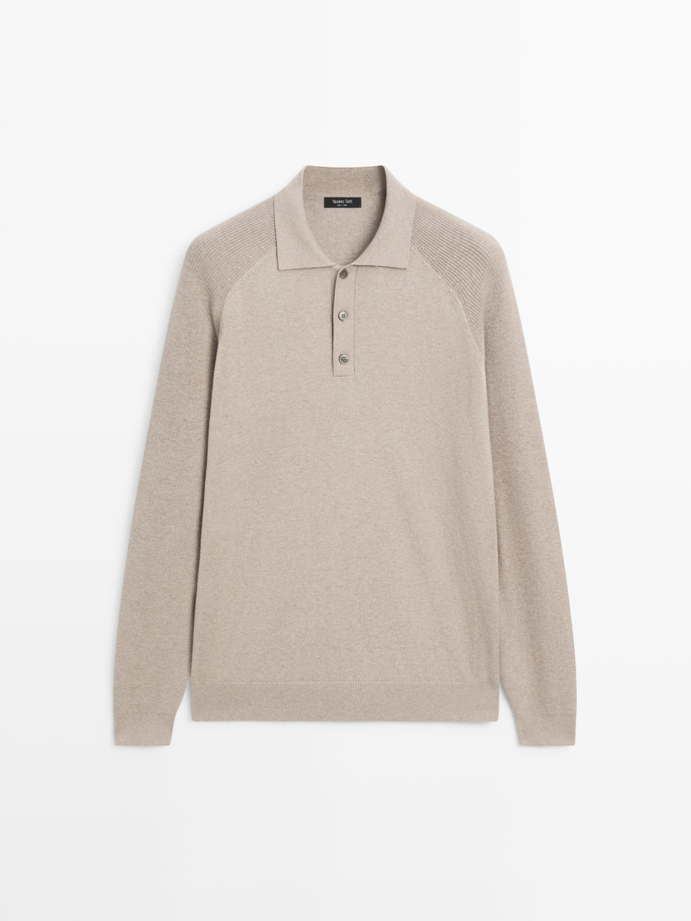 Massimo Dutti Трикотажный свитер-поло из смесового хлопка, норка