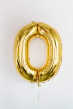FM Шар 40" / 102 см "Цифра 0" Золото (БГ-60)