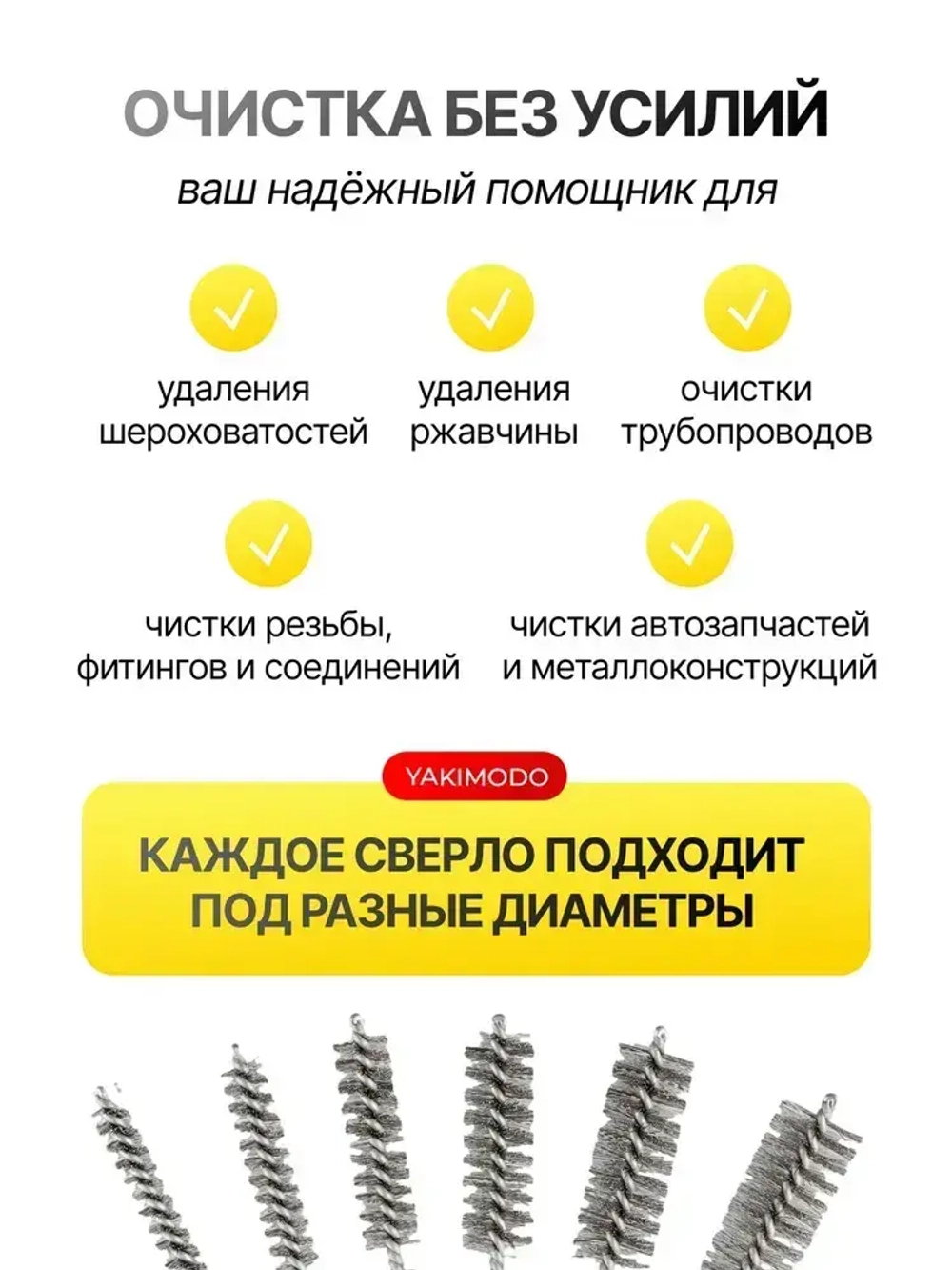 Набор сверл с проволочной щеткой для очистки отверстий от ржавчины, после нарезки резьбы и тормозных суппортов