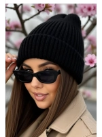 шапка вязаная с отворотом зимняя теплая