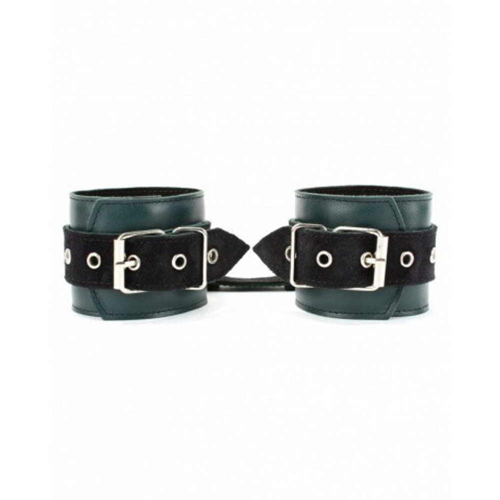 Оковы на ноги из натуральной кожи изумруд