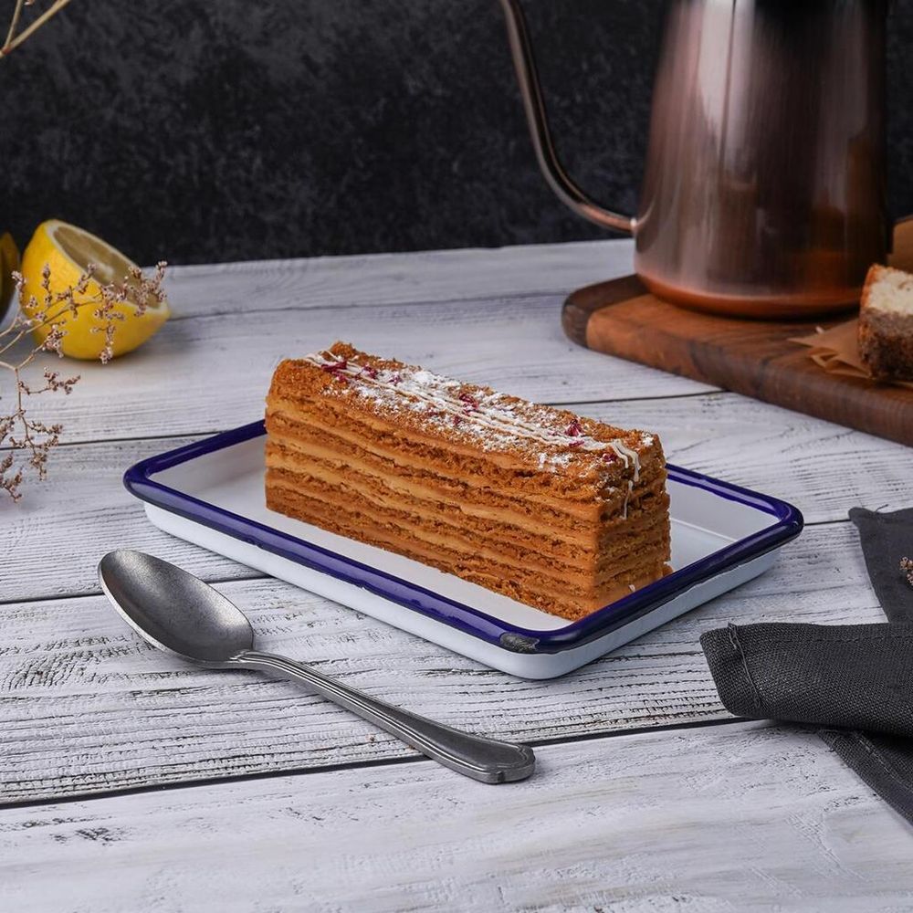 Блюдо прямоугольное 17*12,6*1,8 см 250 мл (поднос) Blue Rim эмалированая сталь SUNNEX [1]