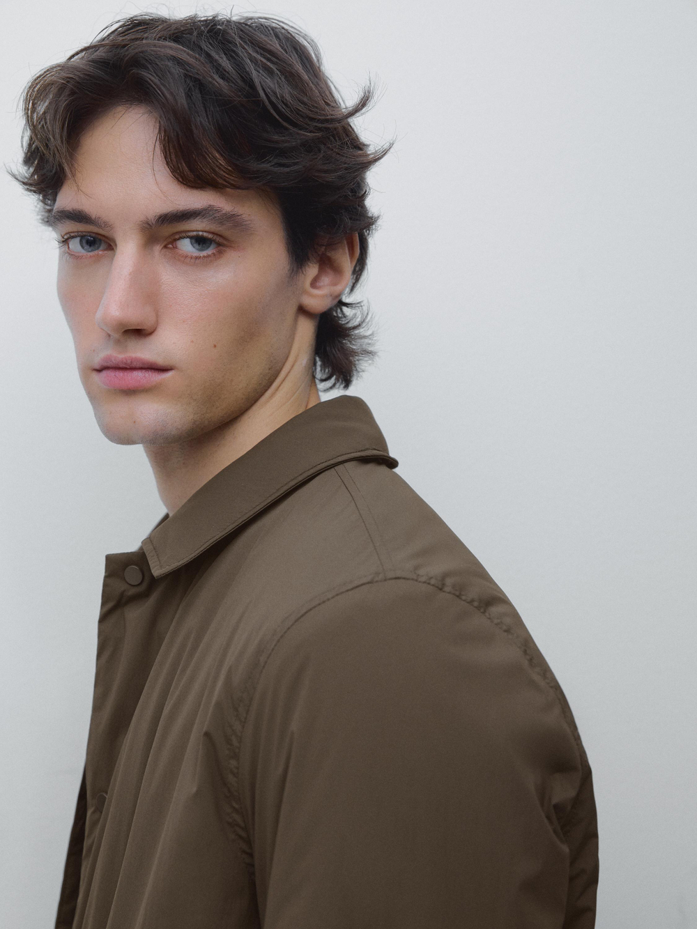 Massimo Dutti Водонепроницаемая легкая стеганая тонкая куртка, хаки