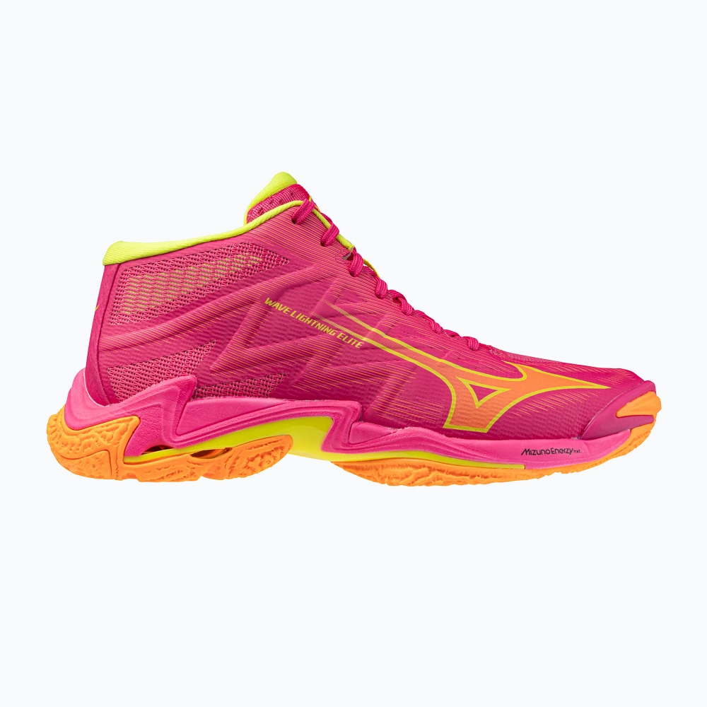 Кроссовки волейбольные Mizuno Wave Lightning Elite Mid pink tetra/fortune yellow/light