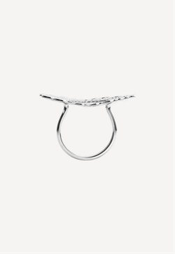 Коктейльное кольцо из серебра "Большое кружевное сердце"