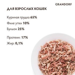 Консервы Grandorf для кошек, куриная грудка с утиным филе