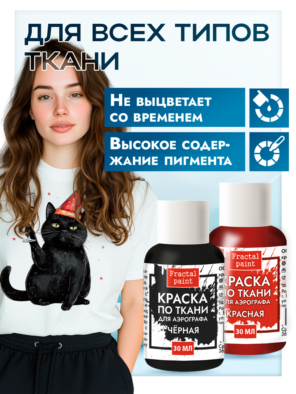 Комбо красок для аэрографа по ткани (чёрная+красная) 2х30 мл