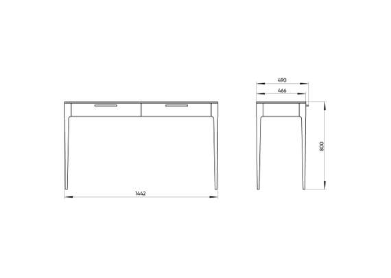 Консоль Type oak 2 ящика ширина 140 см (молочный)
