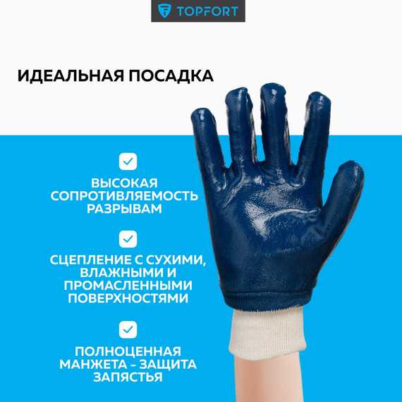 Перчатки хлопковые с полным нитриловым покрытием синие Шелдер Н РП TOPFORT