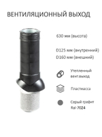 Комплект активной вентиляции: Турбодефлектор TD160, вент. выход утепленный высотой Н-700, для плоской кровли