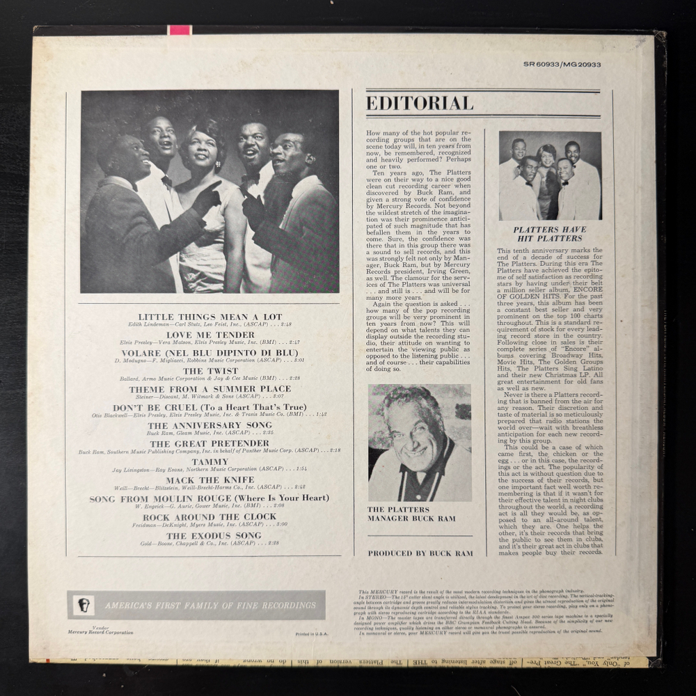 The Platters ‎– Platters 10th Anniversary Album (США 1964г.)