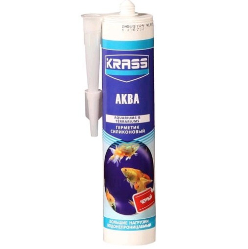 Герметик силикон. KRASS аквариумн.черный 300мл *  новый штрих-код