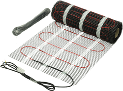 Теплый пол EWRIKA MAT EWR 150-4 самоклеящийся, под плитку, под паркетную доску с терморегулятором ТЕП91Ч черным, сенсорным