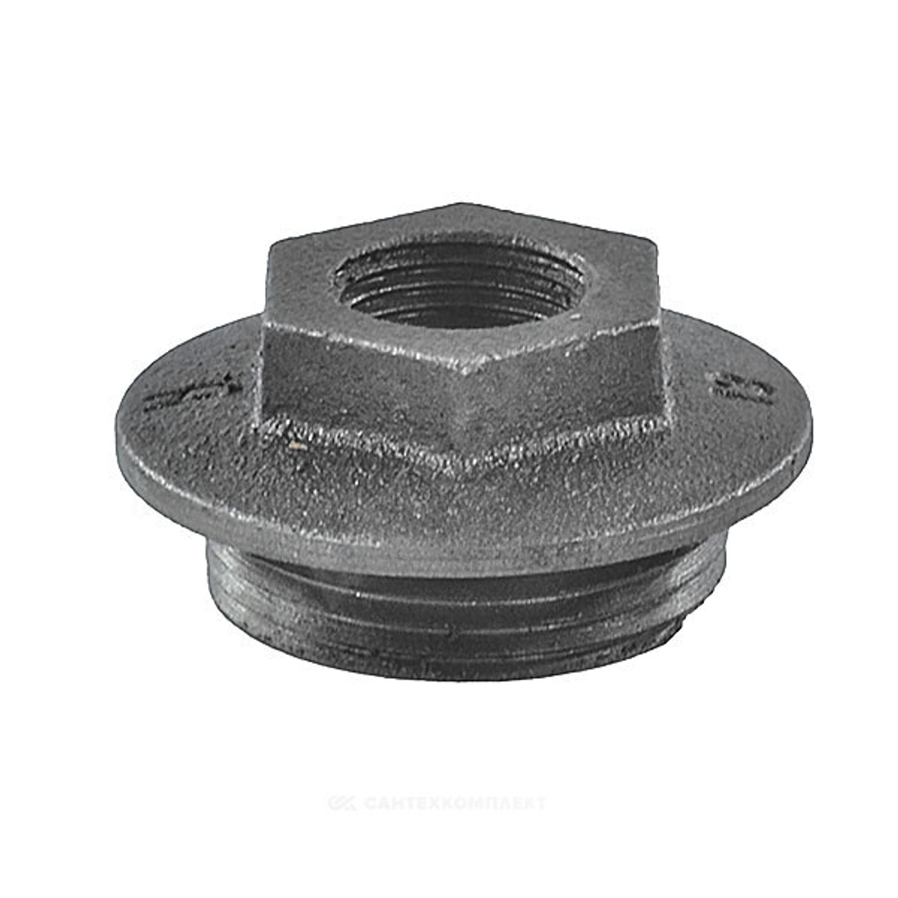 Заглушка (пробка) проходная 1 1/4"x1/2" левая резьба для чугунных радиаторов CRMTCLB
