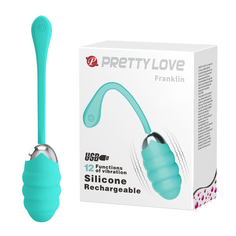 BI-014656 / Вибромассажер-яичко PrettyLove Franklin морск.волна