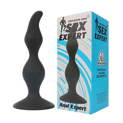 Чёрная анальная втулка 11см со скошенным кончиком Bior Toys Sex Expert SEM-55043