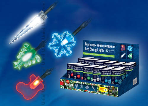 ULD-S0100-010/SGB MULTI IP20 XMAS SET 2AA Набор светодиодных гирлянд на батарейках (в комплект не входят), 4 вида по 6 штук, цвета светодиодов — синий