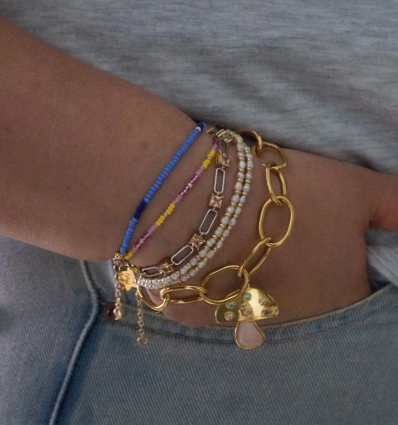 Браслет Удивительный Квадрат – Серебро с шампанским