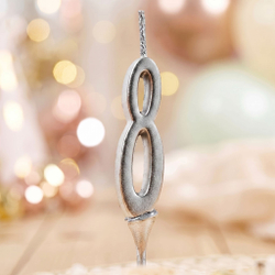 Свеча для торта мини, цифра 8 (серебро, 4,5 см)