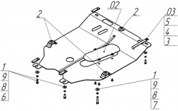 Защита картера Двигателя, КПП. 2 мм, Сталь. для Nissan Micra 2003-2010, Nissan Note 2006-2014, Nissan Cube 2002-2008 MOTODOR.61402