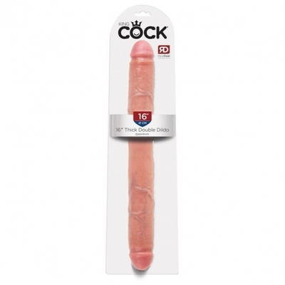 Двухсторонний фаллоимитатор телесный King Cock 16 Thick Double Dildo (Цвет: телесный)
