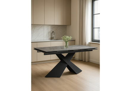 Керамический стол Woodville Хасселвуд 160(220)х90х77 baolai, черный, ножки черные