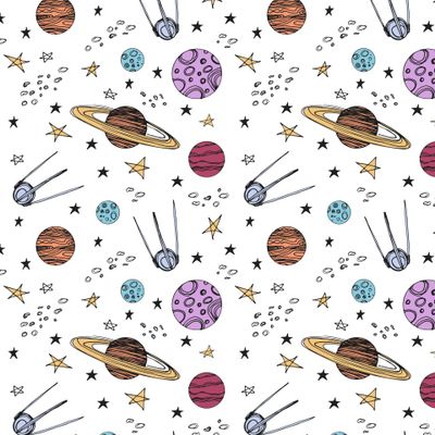 Разноцветный космос в дудл стиле