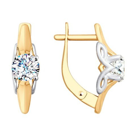 Серьги из золота с фианитами